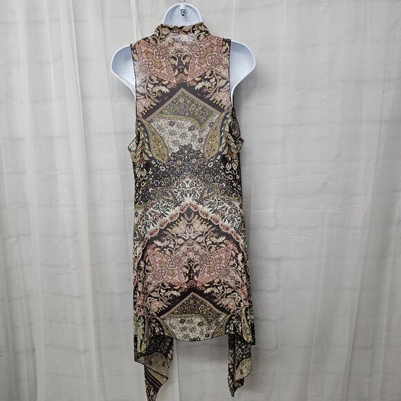 G Vest Boho Sheer Sleeveless Brown Green Fairy Whimsigoth Waterfall L - Picture 6 of 9